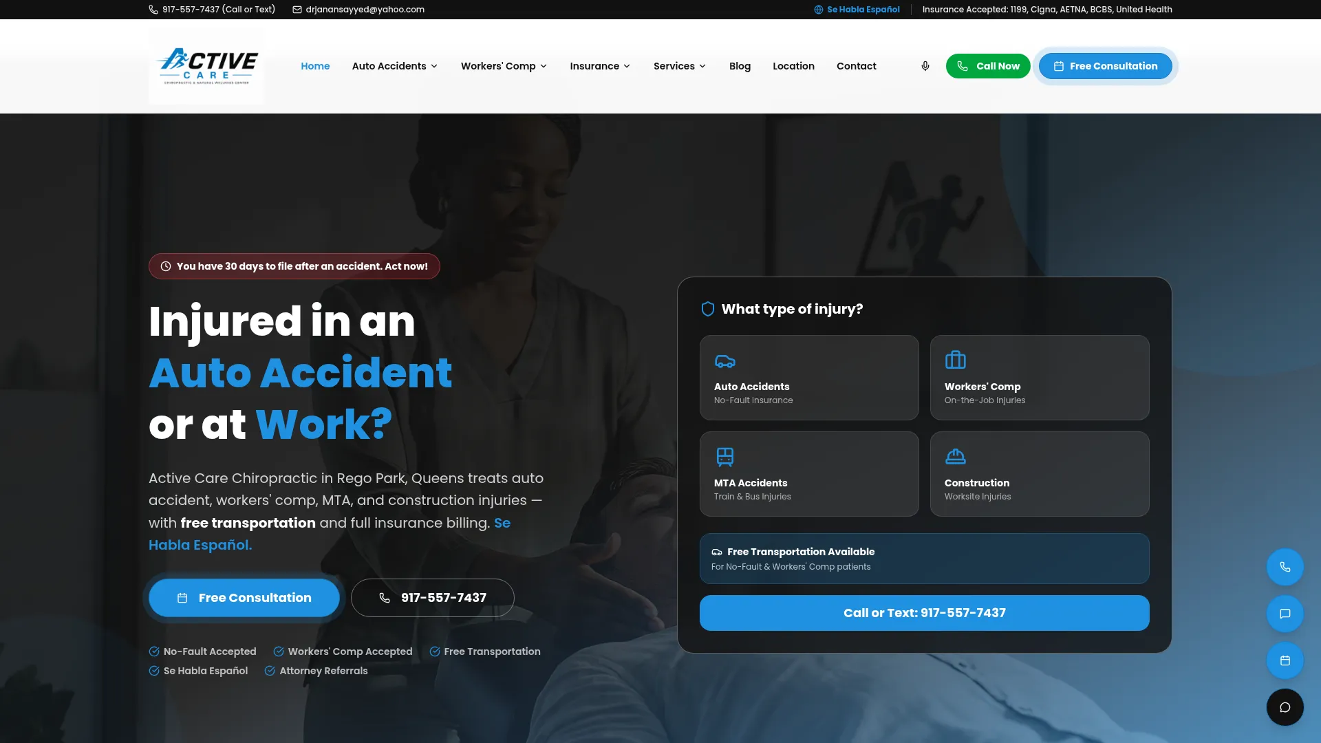Active Care Chiropractic & Wellness website screenshot