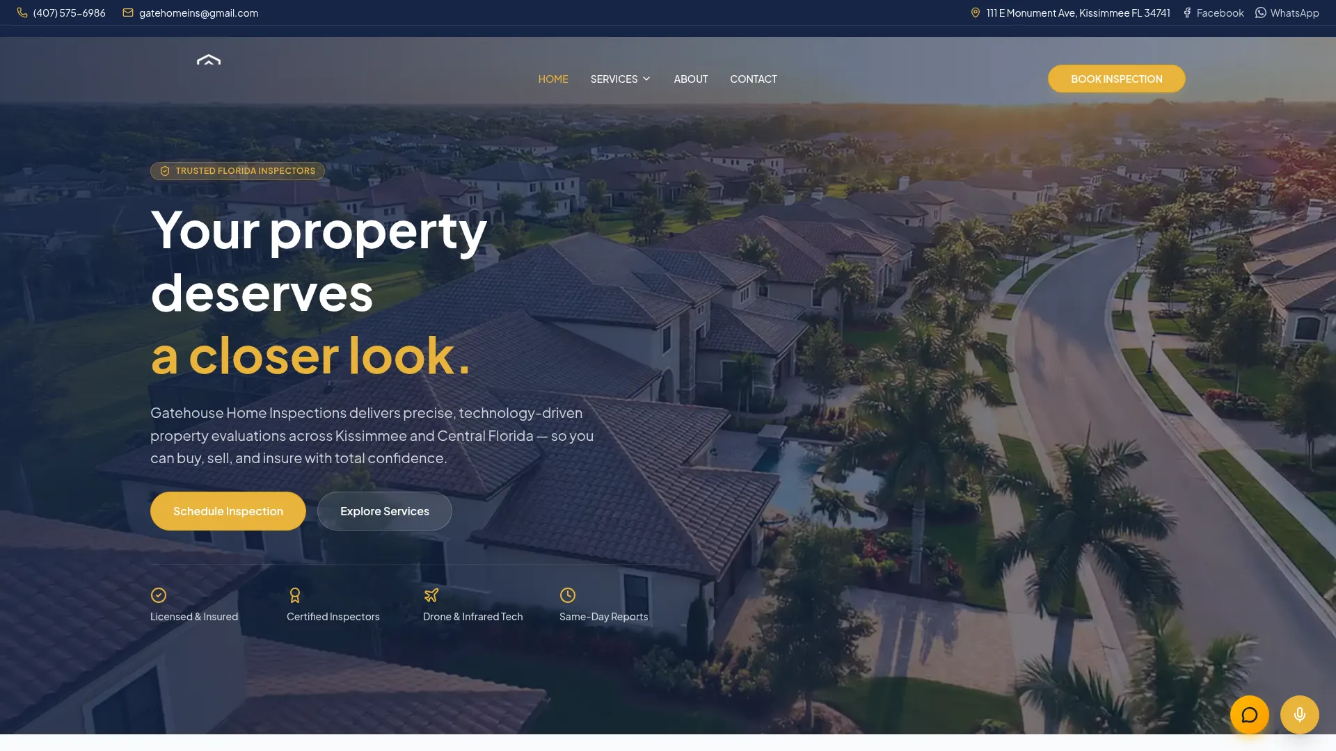 Gatehouse Home Inspection website screenshot
